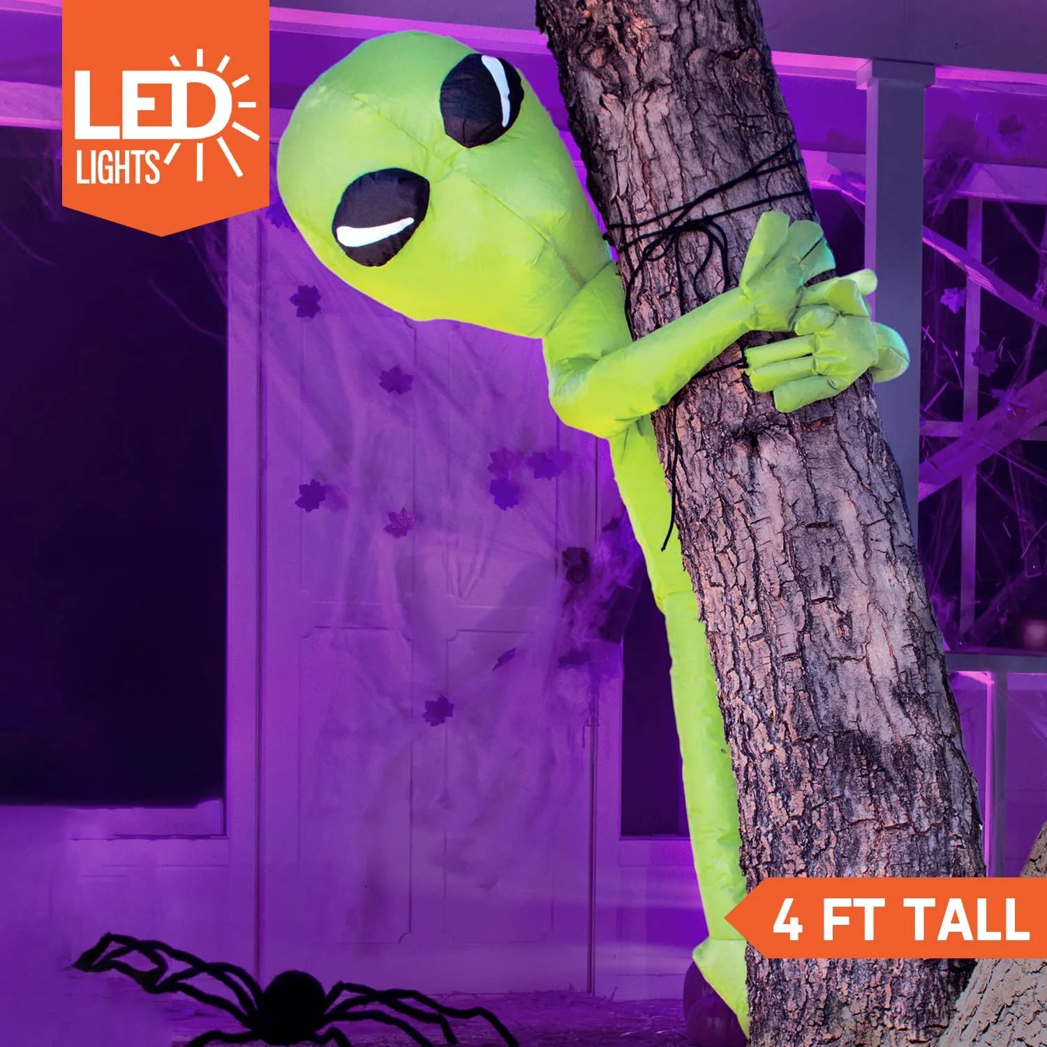 4 FT Halloween Inflatable Alien Tree Ghost Inflatable with Build-In Leds,Outdoor Blow up Inflatables Yard Decoration Decorations