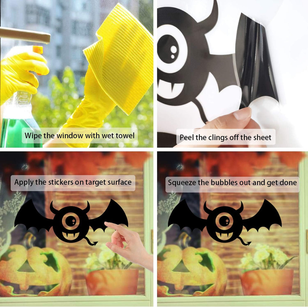 10PCS Giant Halloween Window Clings Novelty Cute Wiggly Monster Window Decal Stickers for Halloween Decoration Supply